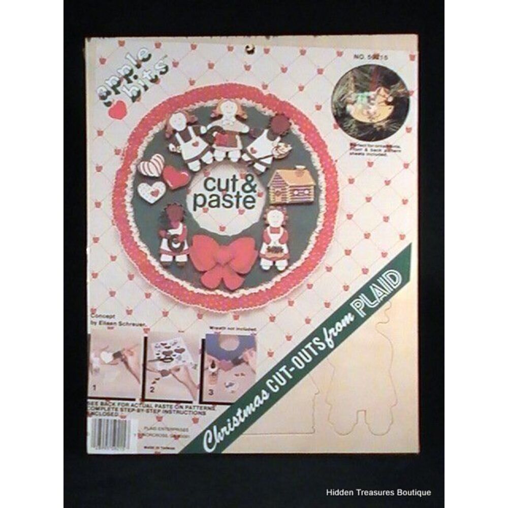 NIP Apple Bits Christmas Folk Dolls Wood Cut Out Ornament Craft Kit #59215‎